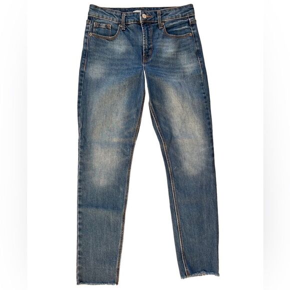 OLD Navy Power StraightHigh Rise jeans, raw edge hem, 5 pocket style size 4. - Picture 1 of 5